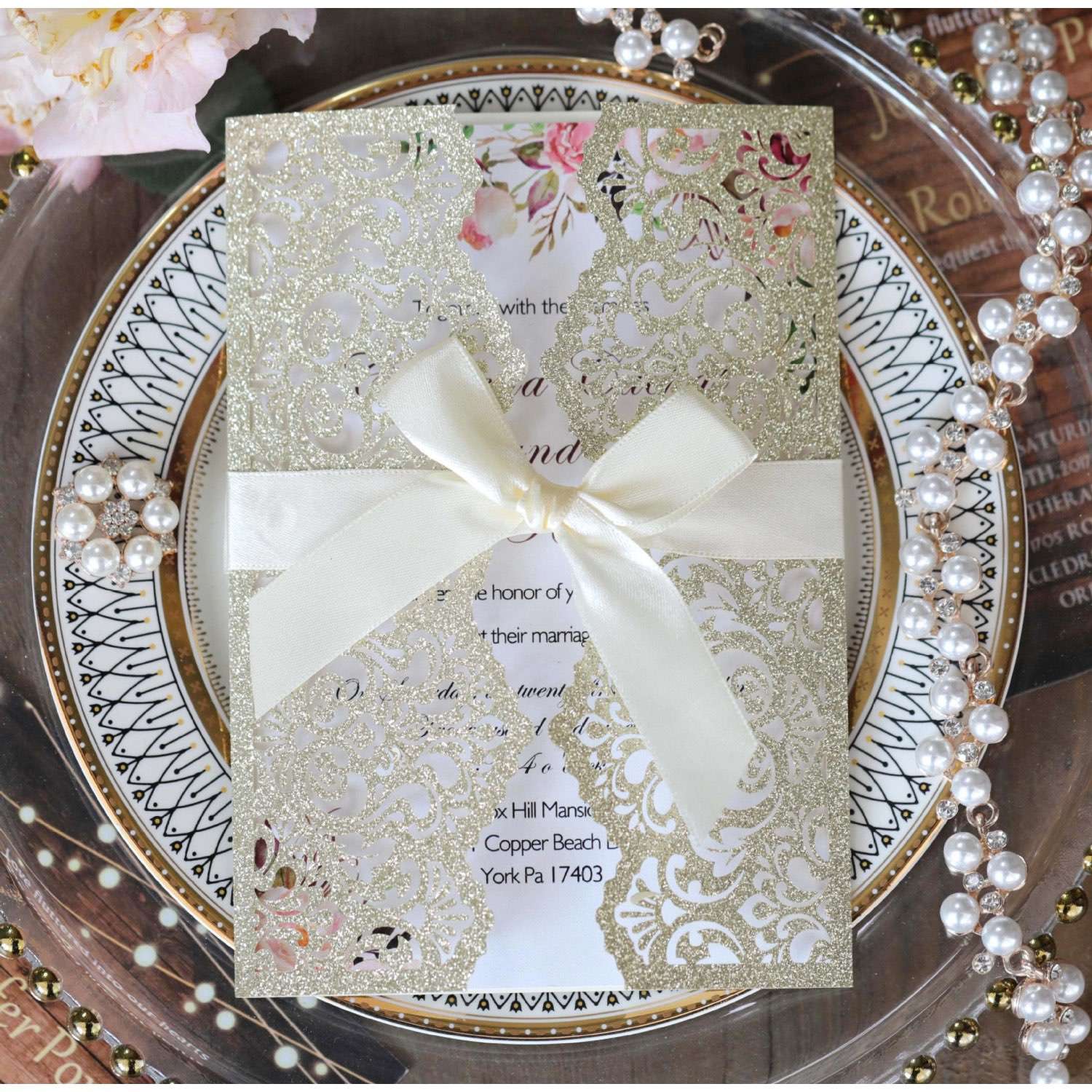Glitter Invitation Card Marriage Invitation Party Invitations Holiday Greeting Card